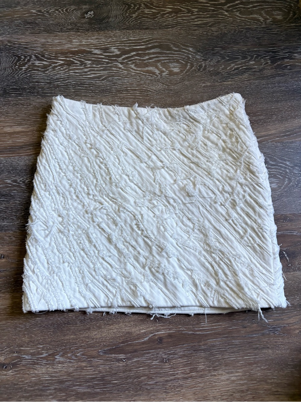 & Other Stories Cream Textured Fringe Mini Skirt